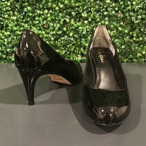 Black Patent Leather Mid Heel Pumps